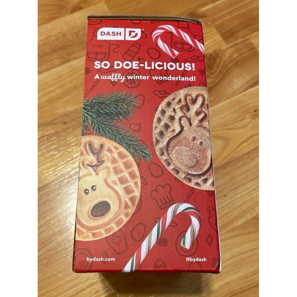 Dash Electric "REINDEER" 4" Mini Waffle Maker, Non-Stick 350 Watts -- New in Box - Picture 5 of 5